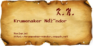 Krumenaker Nándor névjegykártya